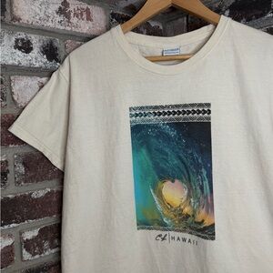 Clark Little Hawaii Wave Shaped Heart Coconut Dyed Crazy Shirts Women’s Tshirt